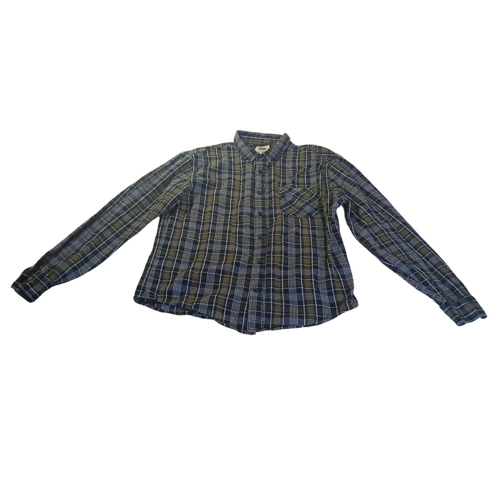 Levis Plaid Button Down Shirt 3LYLW9702 Mens Size L Green Black Flannel Autumn